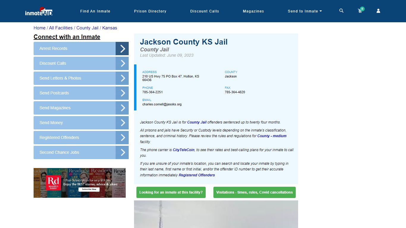 Jackson County KS Jail - Inmate Locator - Holton, KS