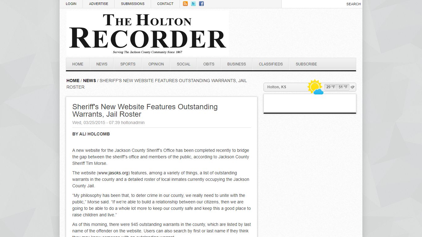 Sheriff's new website features outstanding warrants, jail roster